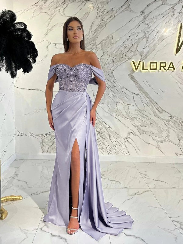 Sheath Satin Sleeveless Train Dress - Chloe Dress