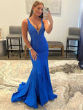 Sheath V-Neck Jersey Sleeveless Train Dress - Chloe Dress