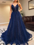 A-Line V-Neck Tulle Sleeveless Train Dress - Chloe Dress