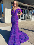 Sheath V-Neck Sequin Sleeveless Train Dress - Chloe Dress