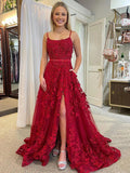 A-Line Spaghetti Strap Tulle Sleeveless Train Dress - Chloe Dress