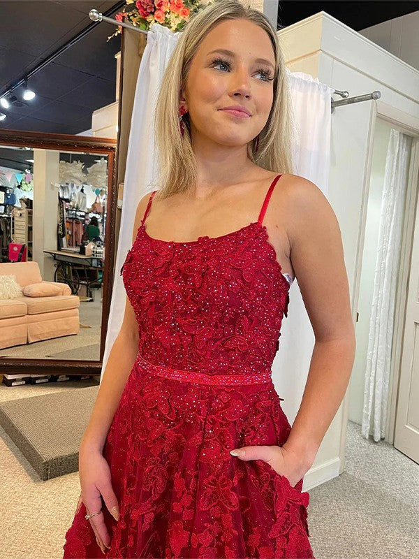A-Line Spaghetti Strap Tulle Sleeveless Train Dress - Chloe Dress
