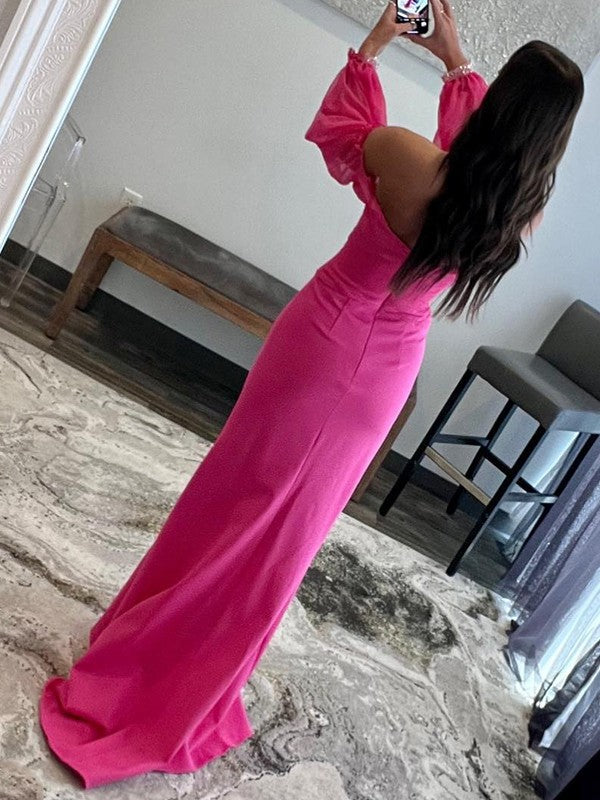 Sheath Chiffon Long Sleeve Train Dress - Chloe Dress