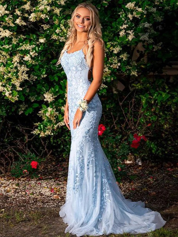 Sheath Spaghetti Strap Lace Sleeveless Train Dress - Chloe Dress