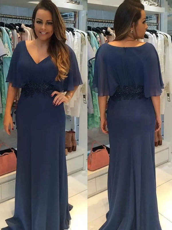 Sheath V-Neck Chiffon Short Sleeve Train Mini Dress - Chloe Dress
