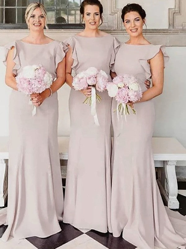 Sheath Crepe Sleeveless Train Tea-Length Wedding Dress - Chloe Dress