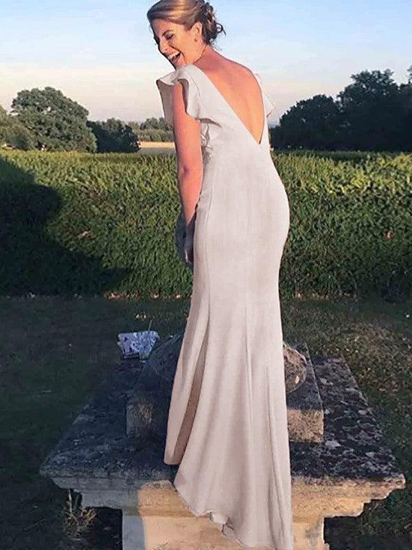 Sheath Crepe Sleeveless Train Tea-Length Wedding Dress - Chloe Dress