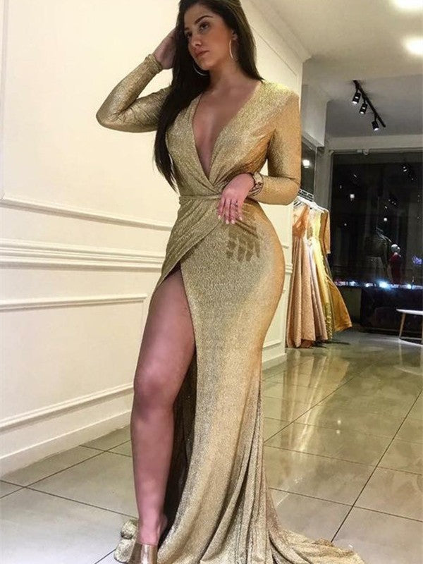 Sheath V-Neck Long Sleeve Ruffled Dress - Chloe Dress