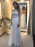 A-Line Chiffon Long Sleeve Floor-Length Wedding Dress - Chloe Dress