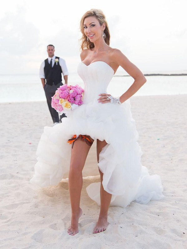 A-Line Sweetheart Organza Sleeveless Asymmetric Wedding Dress - Chloe Dress