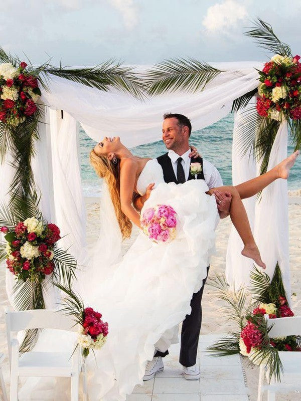 A-Line Sweetheart Organza Sleeveless Asymmetric Wedding Dress - Chloe Dress