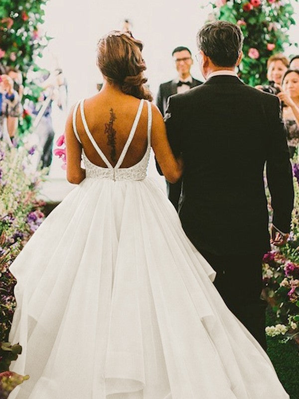 Ball Gown Tulle Sleeveless Train Wedding Gown - Chloe Dress