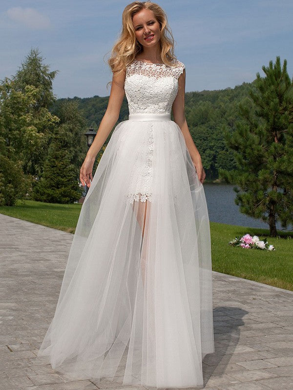Sheath Tulle Sleeveless Floor-Length Wedding Dress - Chloe Dress