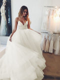 Ball Gown Spaghetti Strap Tulle Sleeveless Train Wedding Gown - Chloe Dress