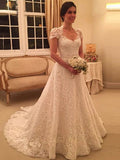 A-Line Sweetheart Lace Short Sleeve Train Mini Wedding Dress - Chloe Dress