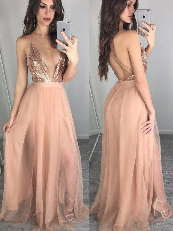 A-Line Spaghetti Strap Chiffon Sleeveless Floor-Length Dress - Chloe Dress