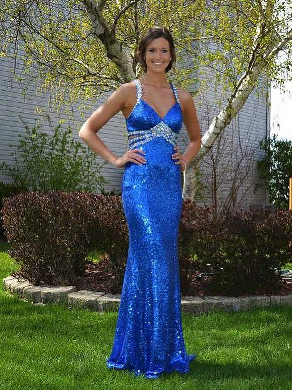 Sheath V-Neck Sequin Sleeveless Floor-Length Dress - Chloe Dress