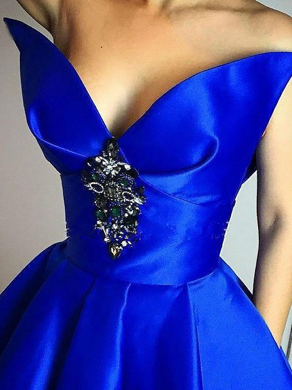 Ball Gown V-Neck Satin Sleeveless Ruffled Floor-Length Gown - Chloe Dress