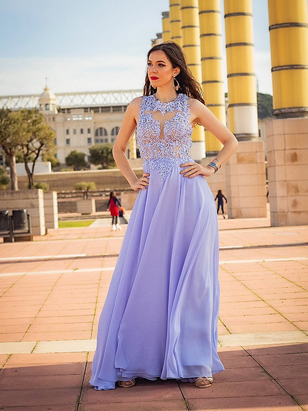 A-Line Chiffon Sleeveless Train Dress - Chloe Dress