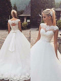 Ball Gown Tulle Sleeveless Train Tea-Length Wedding Gown - Chloe Dress