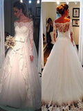 Ball Gown Tulle Long Sleeve Train Wedding Gown - Chloe Dress
