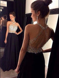 A-Line Halter Chiffon Sleeveless Train Dress - Chloe Dress