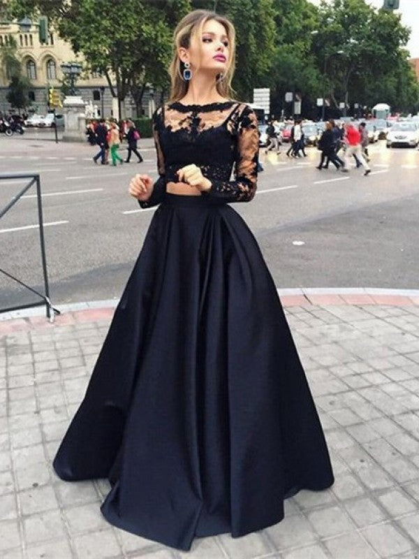Ball Gown Satin Long Sleeve Floor-Length Gown - Chloe Dress
