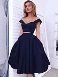 A-Line Satin Sleeveless Tea-Length Dress - Chloe Dress