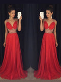 A-Line V-Neck Chiffon Sleeveless Train Dress - Chloe Dress