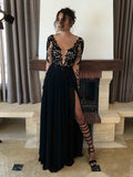 A-Line Chiffon Long Sleeve Floor-Length Dress - Chloe Dress