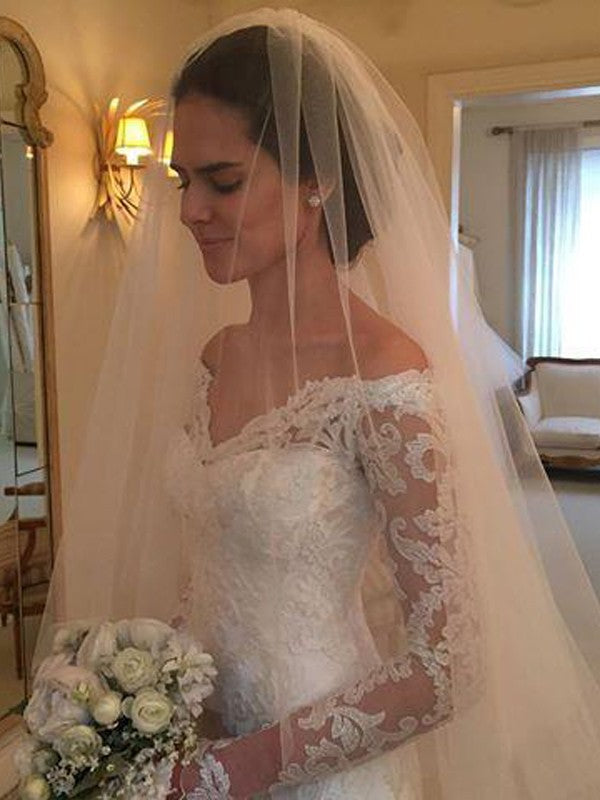 Sheath Lace Long Sleeve Train Wedding Dress - Chloe Dress