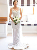 Sheath Lace Sleeveless Train Wedding Dress - Chloe Dress