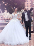 Ball Gown Sweetheart Tulle Long Sleeve Train Wedding Gown - Chloe Dress