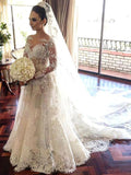 A-Line Tulle Long Sleeve Train Tea-Length Wedding Dress - Chloe Dress