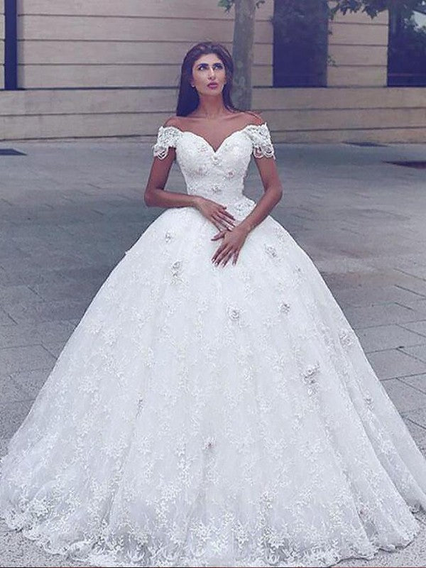 Ball Gown Lace Sleeveless Floor-Length Wedding Gown - Chloe Dress