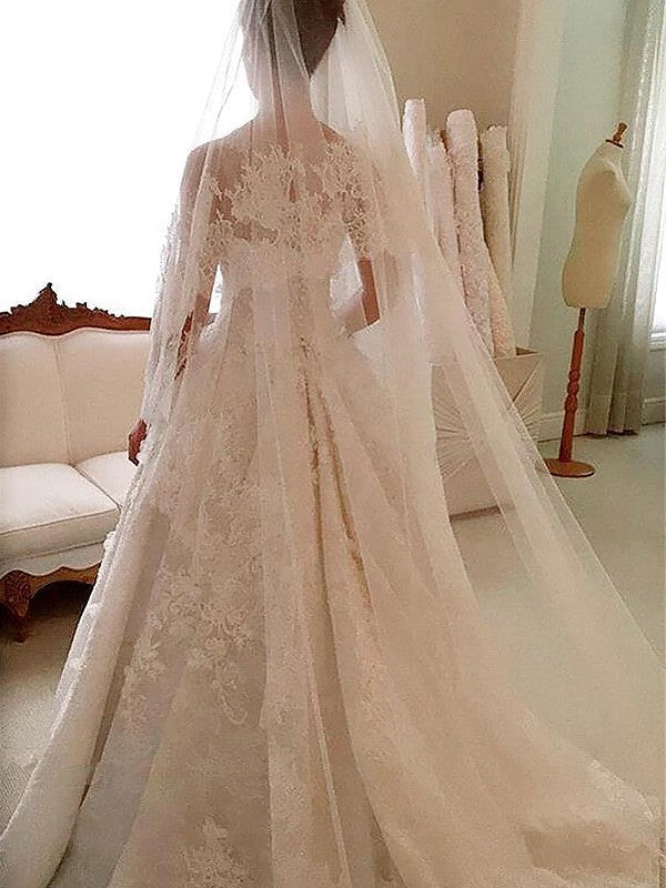 A-Line Lace Sleeveless Train Wedding Dress - Chloe Dress