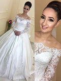 Ball Gown Satin Long Sleeve Train Wedding Gown - Chloe Dress