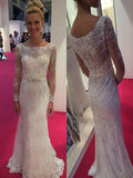 Sheath Chiffon Long Sleeve Train Wedding Dress - Chloe Dress