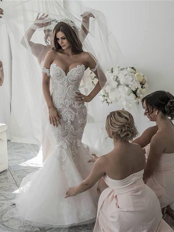 Mermaid Tulle Sleeveless Train Wedding Dress - Chloe Dress