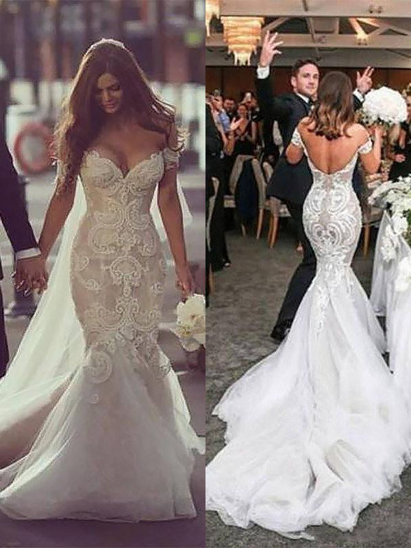 Mermaid Tulle Sleeveless Train Wedding Dress - Chloe Dress