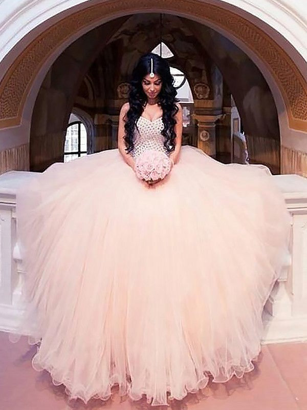 Ball Gown Sweetheart Tulle Sleeveless Train Wedding Gown - Chloe Dress