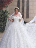 Ball Gown Tulle Short Sleeve Train Mini Wedding Gown - Chloe Dress