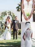 Sheath V-Neck Tulle Sleeveless Train Wedding Dress - Chloe Dress
