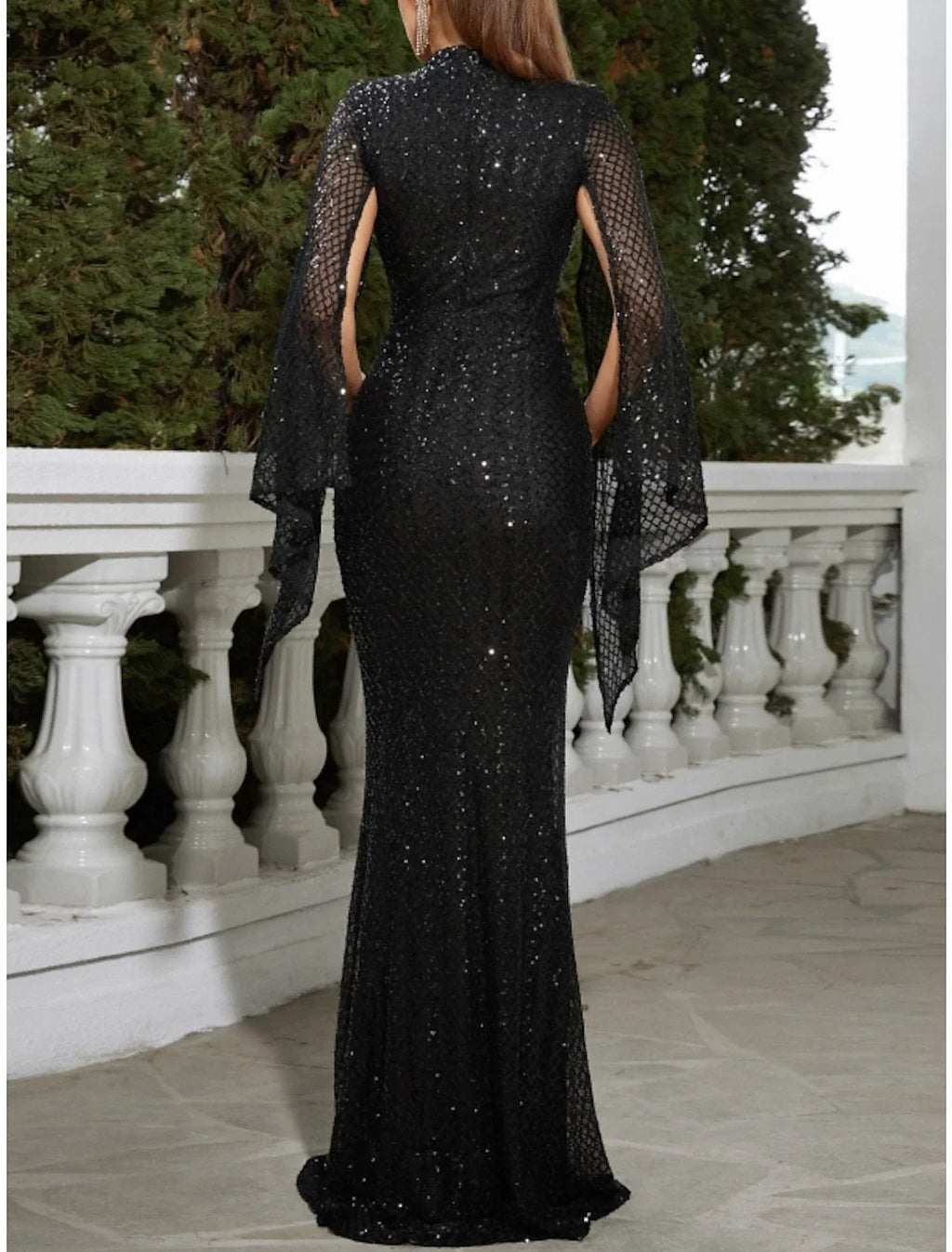 Mermaid High Neck Sequin Sleeveless Pleated Floor-Length Evening Gown - Chloe Dress