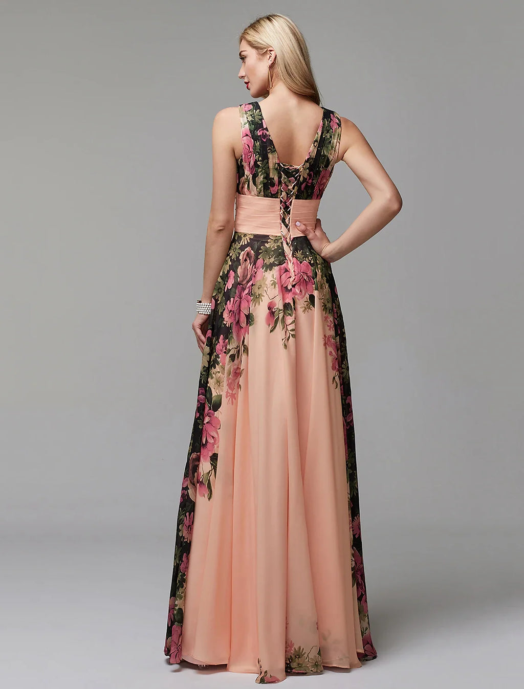 A-Line V-Neck Chiffon Sleeveless Floor-Length Wedding Dress - Chloe Dress