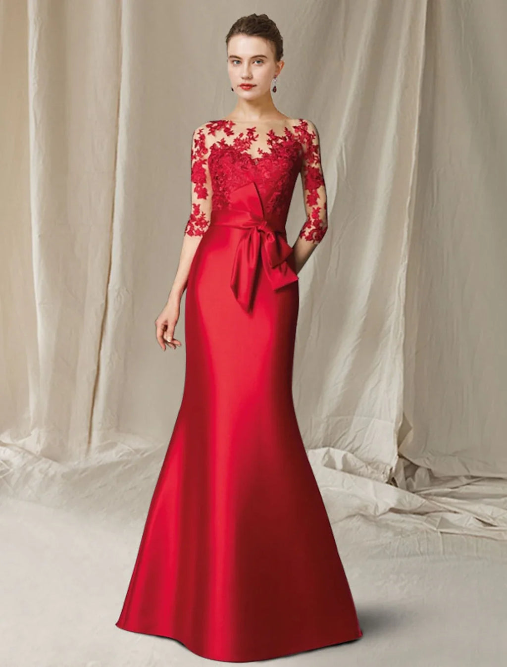 Mermaid Satin Applique Floor-Length Dress - Chloe Dress