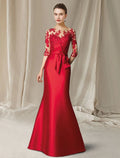 Mermaid Satin Applique Floor-Length Dress - Chloe Dress