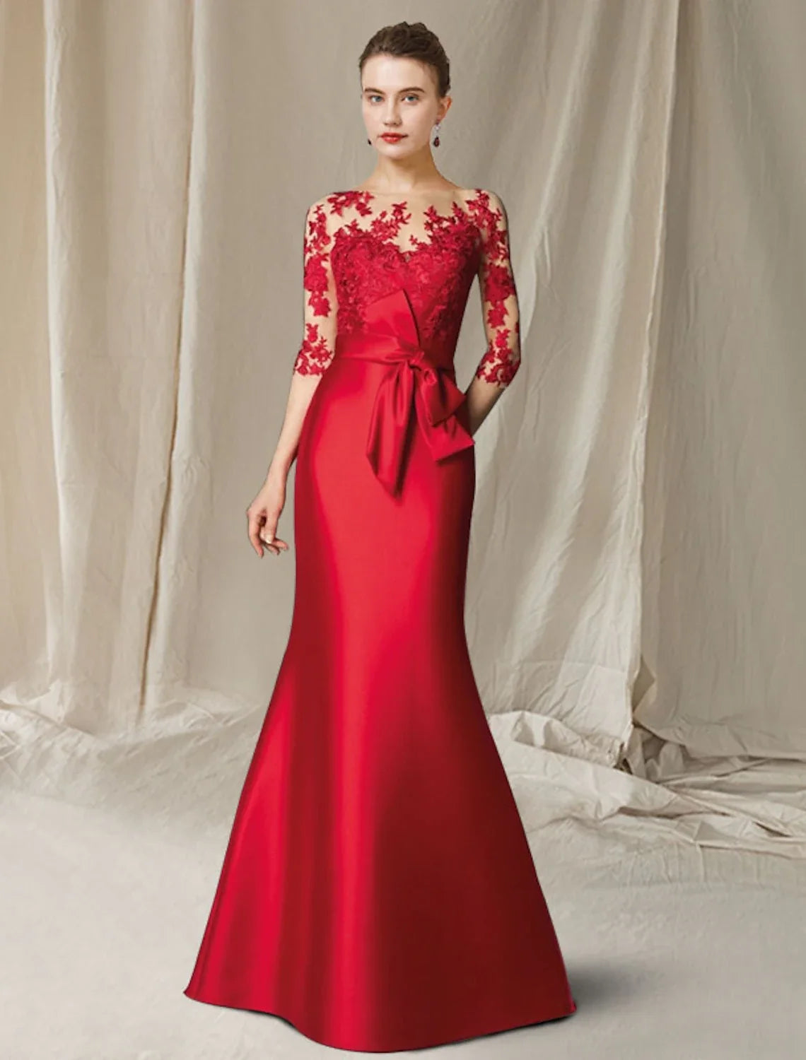 Mermaid Satin Applique Floor-Length Dress - Chloe Dress