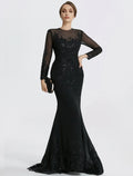 Mermaid Lace Long Sleeve Applique Floor-Length Evening Gown - Chloe Dress