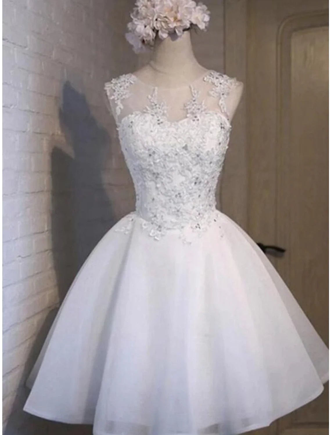 A-Line Tulle Sleeveless Applique Mini Homecoming Dress - Chloe Dress